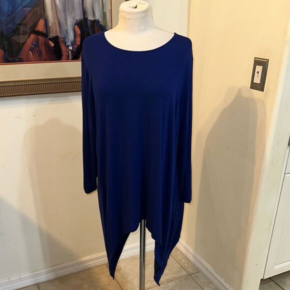 Chico’s Elegant Blue Asymmetrical Tunic Size 3-XL - Picture 3 of 11